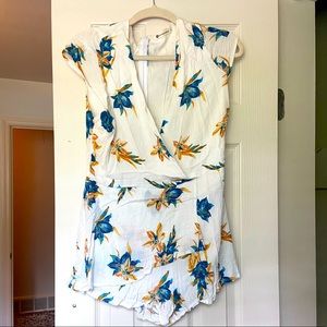 White Floral Romper. Size Large
